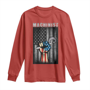 Machinist Patriotic US Flag Long Sleeve Shirt TS14 Red Print Your Wear