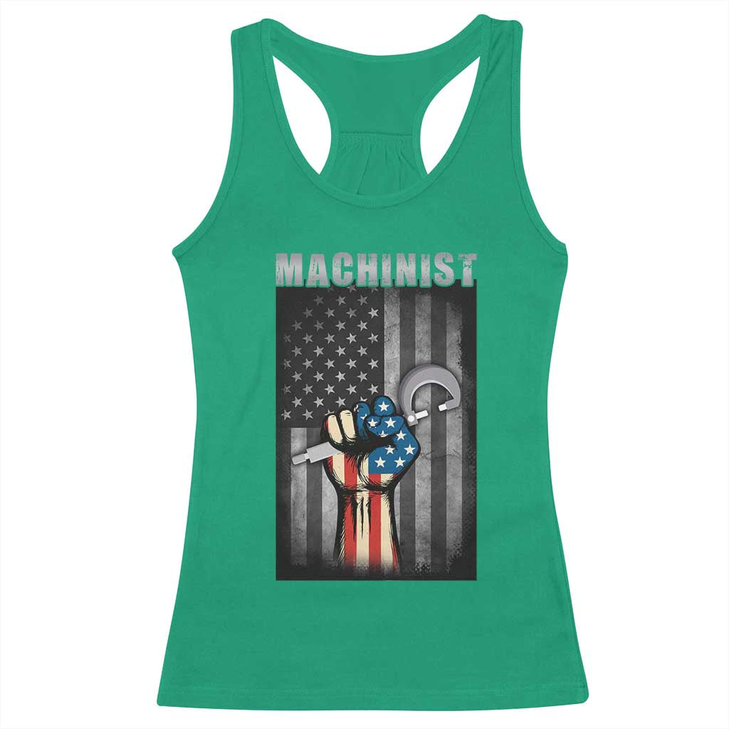 Machinist Patriotic US Flag Racerback Tank Top TS14 Irish Green Print Your Wear