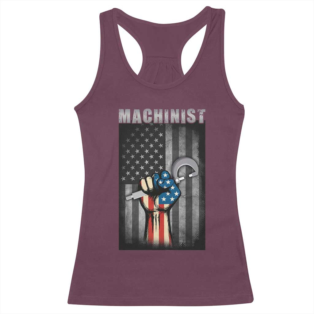 Machinist Patriotic US Flag Racerback Tank Top TS14 Maroon Print Your Wear