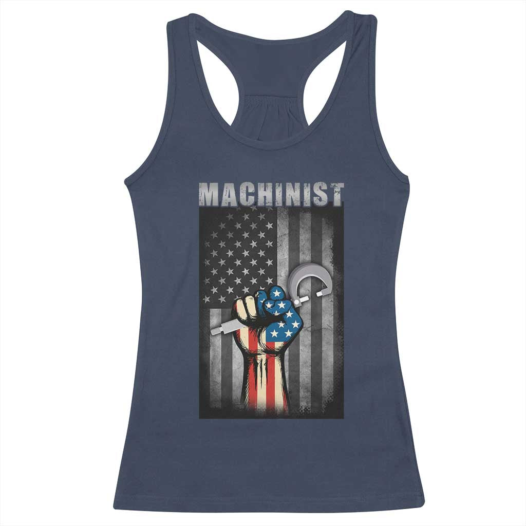 Machinist Patriotic US Flag Racerback Tank Top TS14 Navy Print Your Wear