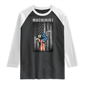 Machinist Patriotic US Flag Raglan Shirt TS14 Black White Print Your Wear