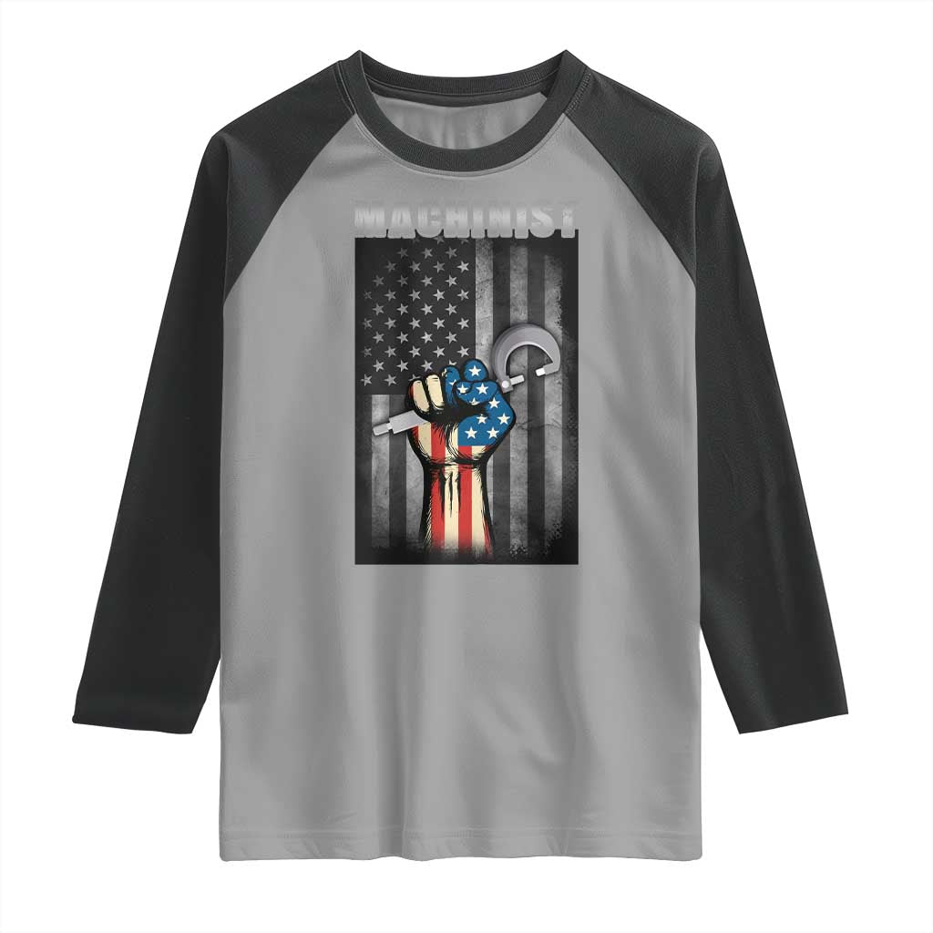 Machinist Patriotic US Flag Raglan Shirt TS14 Sport Gray Black Print Your Wear