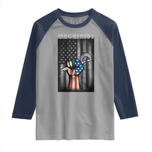 Machinist Patriotic US Flag Raglan Shirt TS14 Sport Gray Navy Print Your Wear