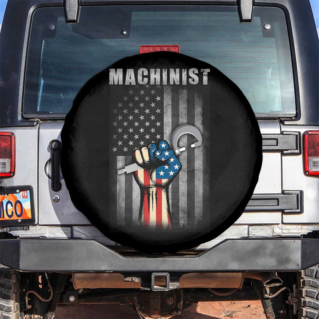 Machinist Patriotic US Flag Spare Tire Cover TS14 No hole Black Print Your Wear