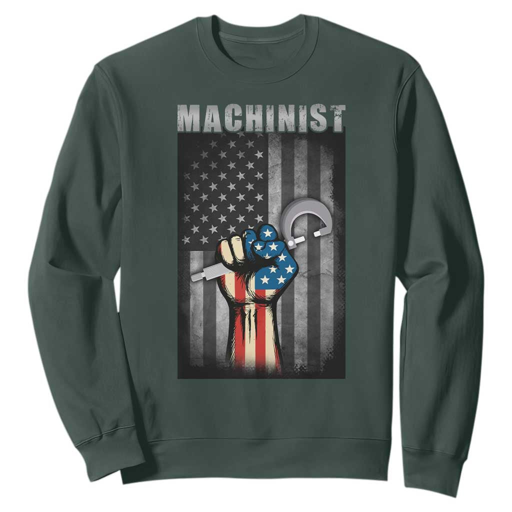 Machinist Patriotic US Flag Sweatshirt TS14 Dark Forest Green Print Your Wear