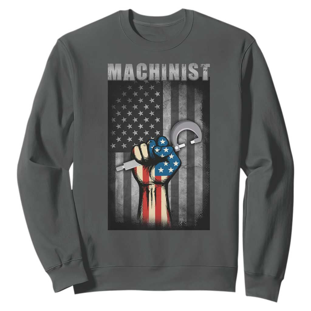 Machinist Patriotic US Flag Sweatshirt TS14 Dark Heather Print Your Wear