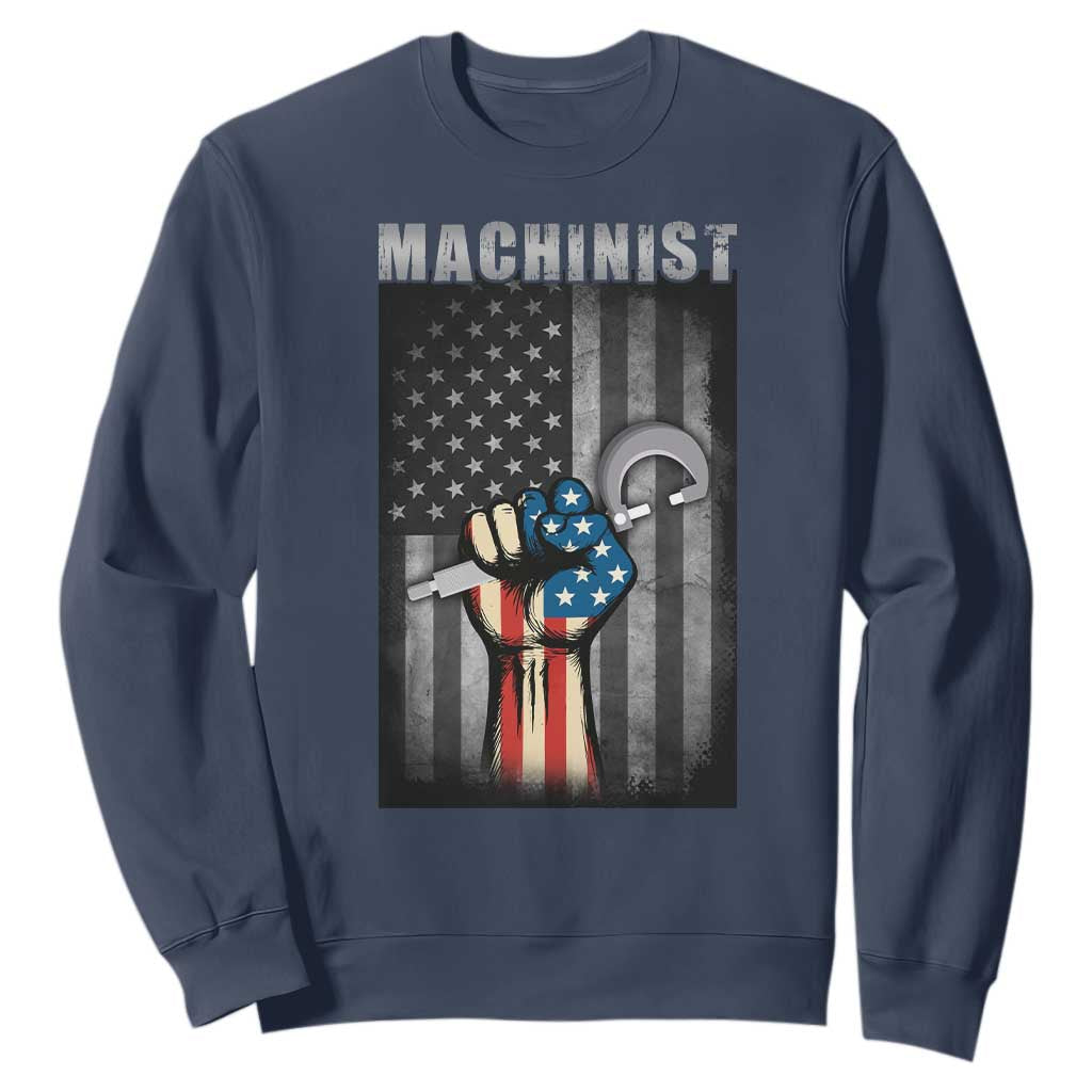 Machinist Patriotic US Flag Sweatshirt TS14 Navy Print Your Wear