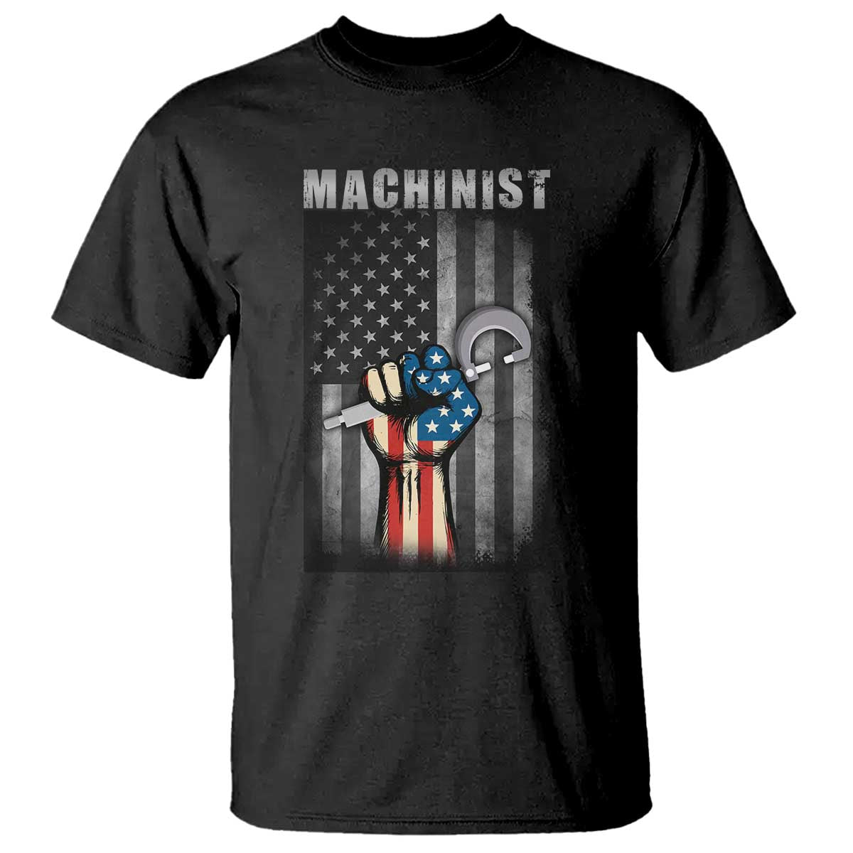 Machinist Patriotic US Flag T Shirt TS14 Black Print Your Wear