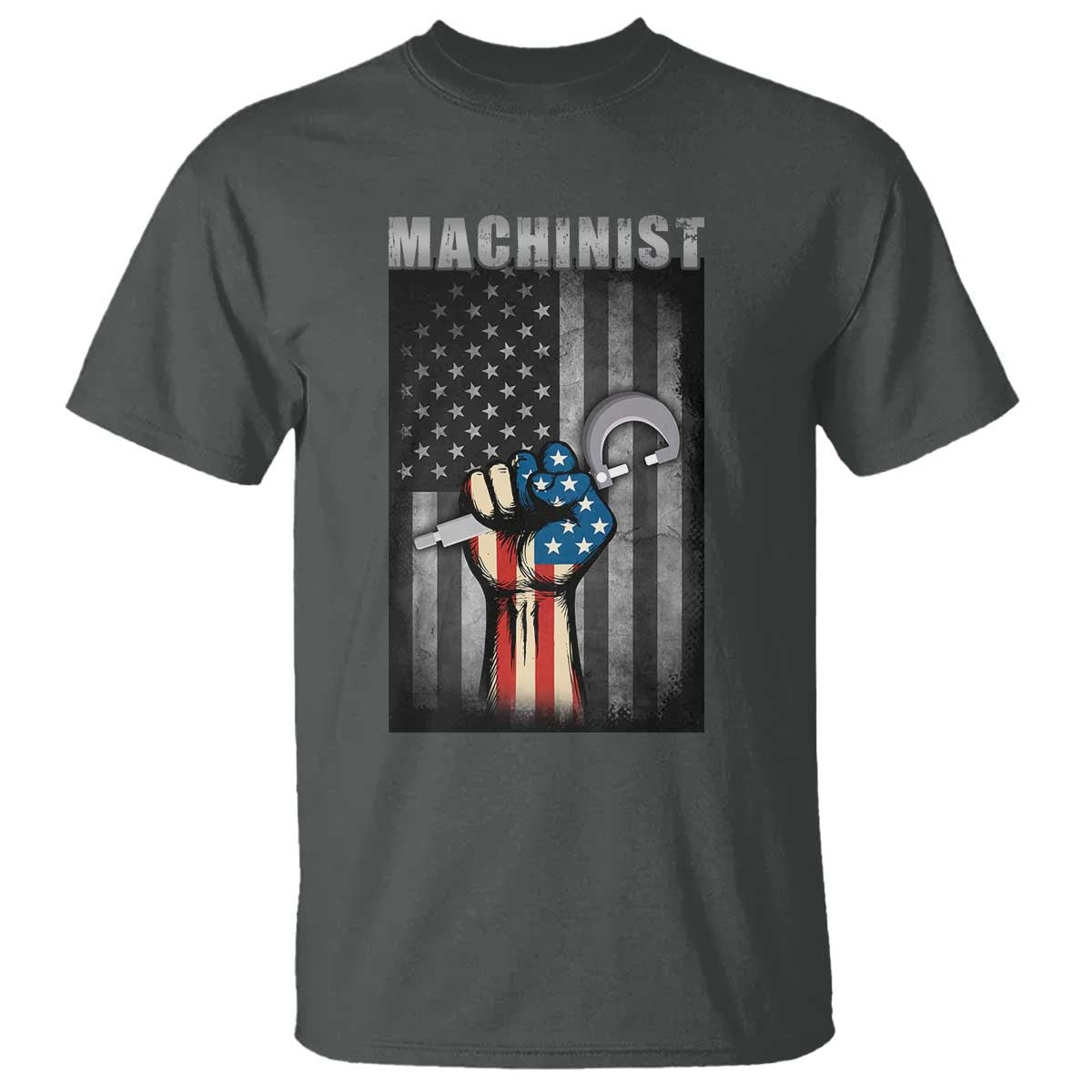 Machinist Patriotic US Flag T Shirt TS14 Dark Heather Print Your Wear