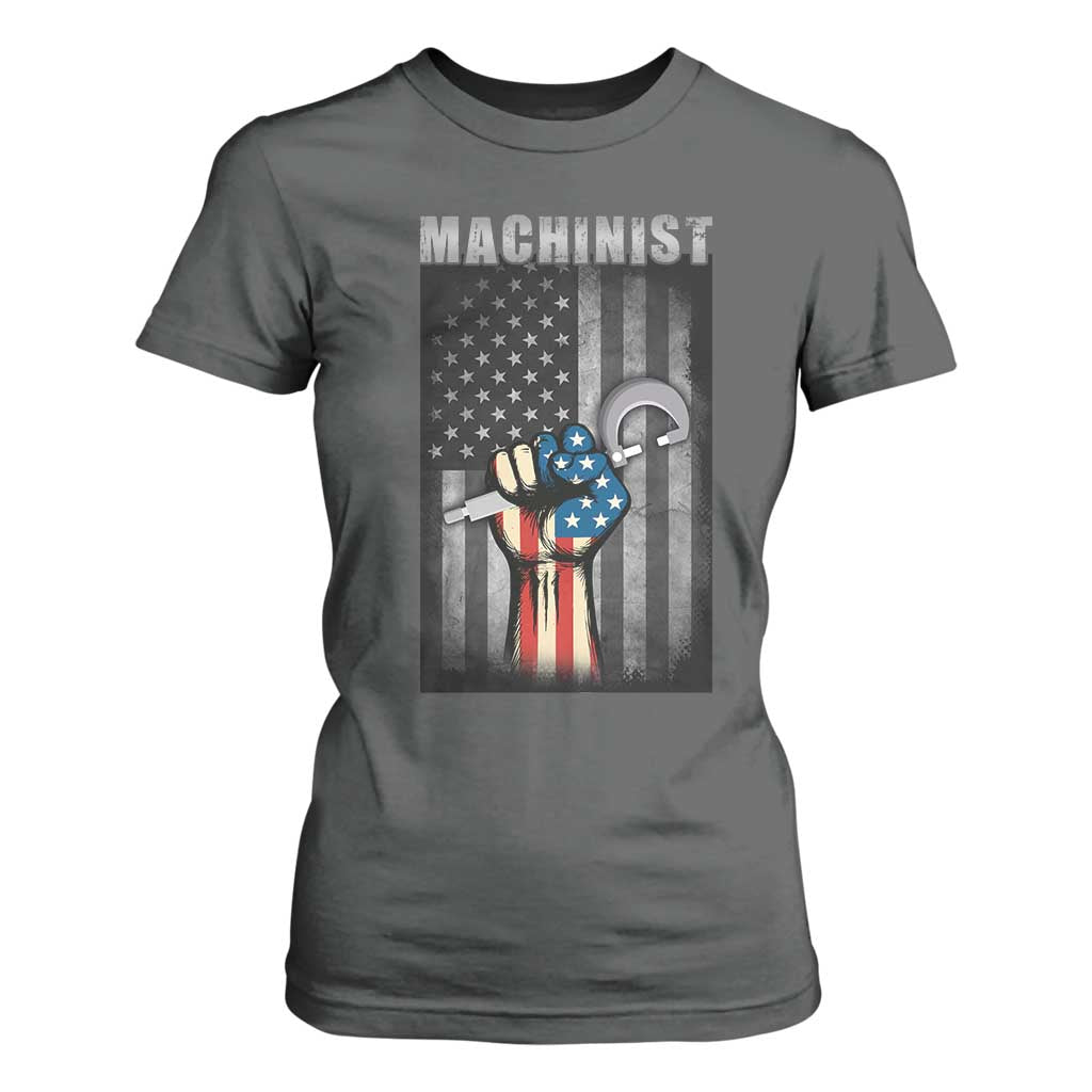 Machinist Patriotic US Flag T Shirt For Women TS14 Dark Heather Print Your Wear