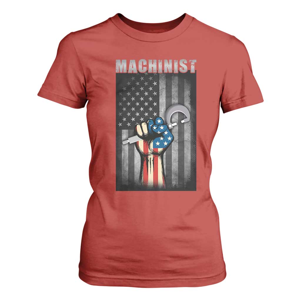 Machinist Patriotic US Flag T Shirt For Women TS14 Red Print Your Wear