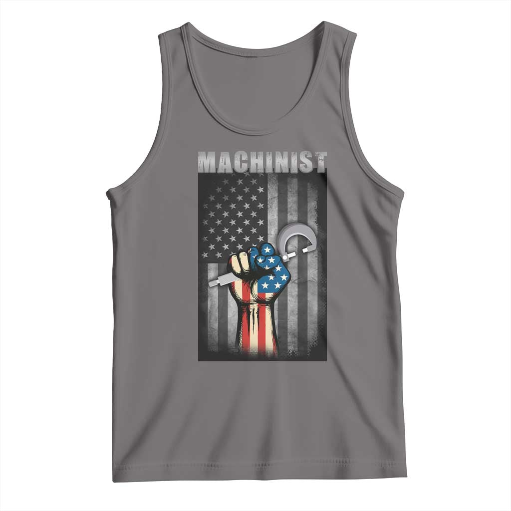 Machinist Patriotic US Flag Tank Top TS14 Deep Heather Print Your Wear