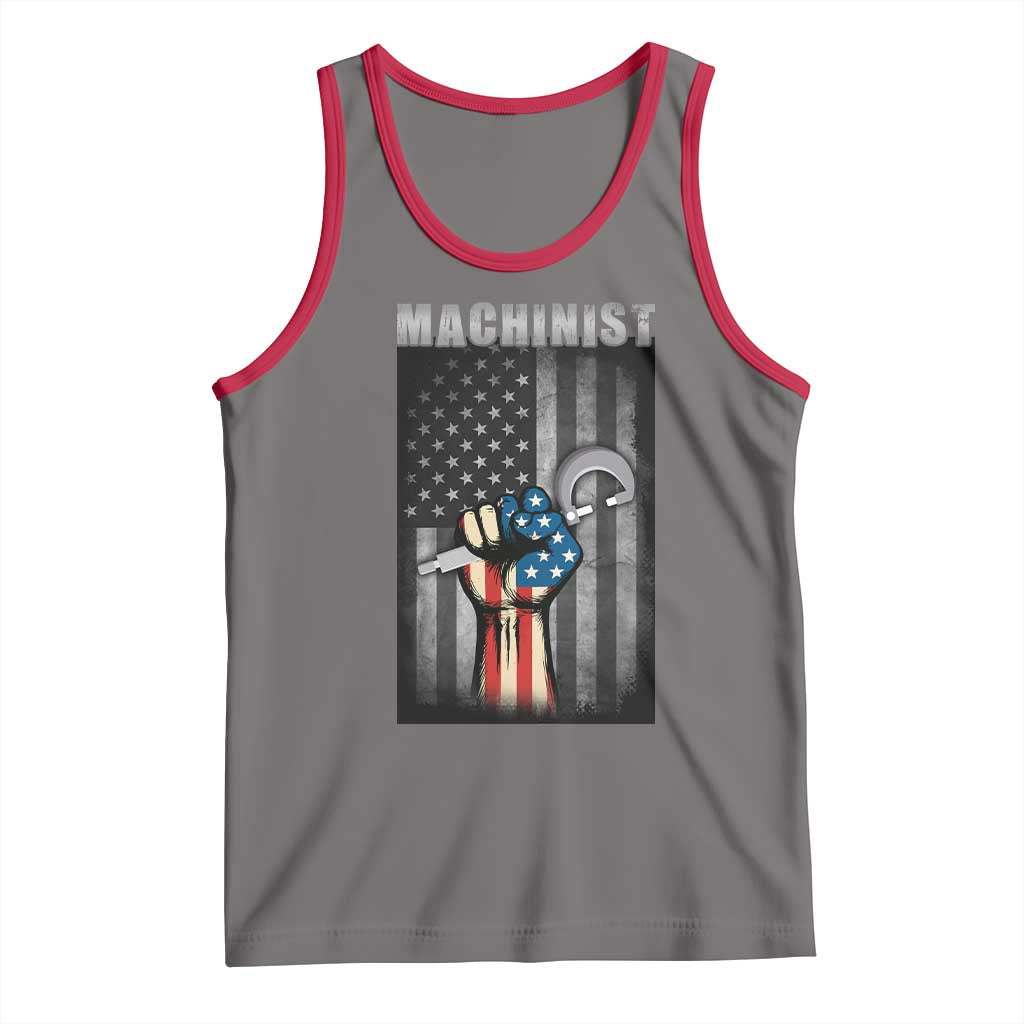 Machinist Patriotic US Flag Tank Top TS14 Deep Heather Red Print Your Wear