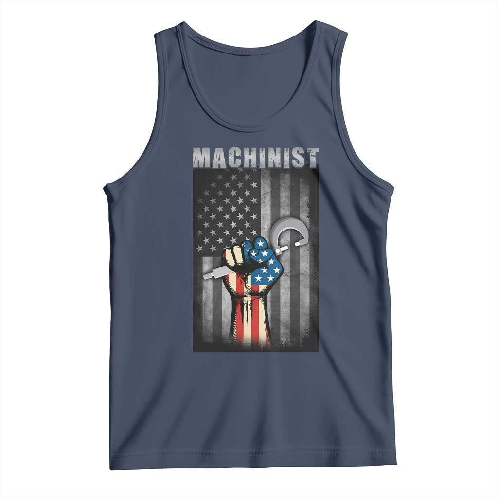 Machinist Patriotic US Flag Tank Top TS14 Navy Print Your Wear
