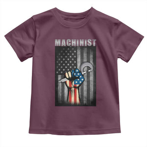 Machinist Patriotic US Flag Toddler T Shirt TS14 Maroon Print Your Wear