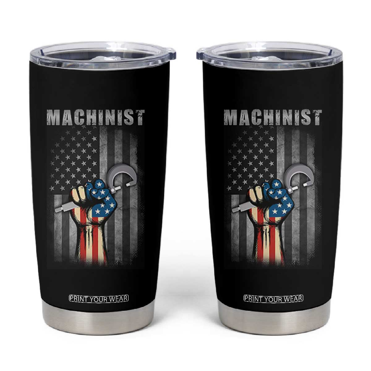 Machinist Patriotic US Flag Tumbler Cup TS14 Black Print Your Wear