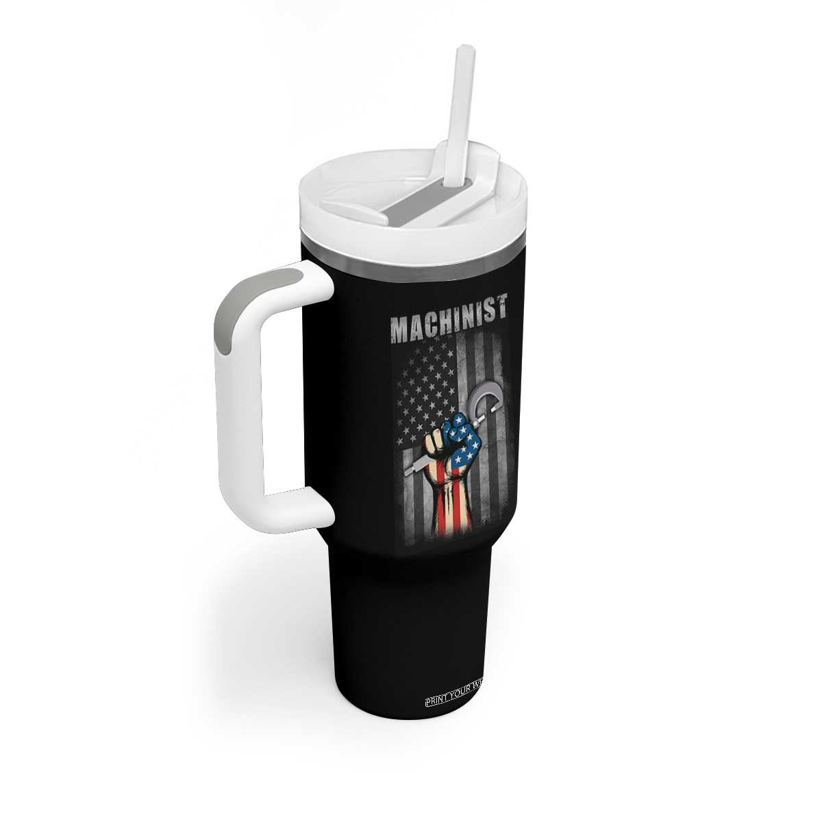 Machinist Patriotic US Flag Tumbler With Handle TS14 Print Your Wear