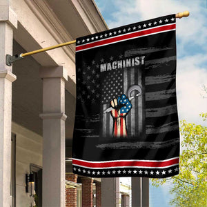 Machinist Patriotic US Flag Garden Flag TS14 Distressed Black Red Print Your Wear