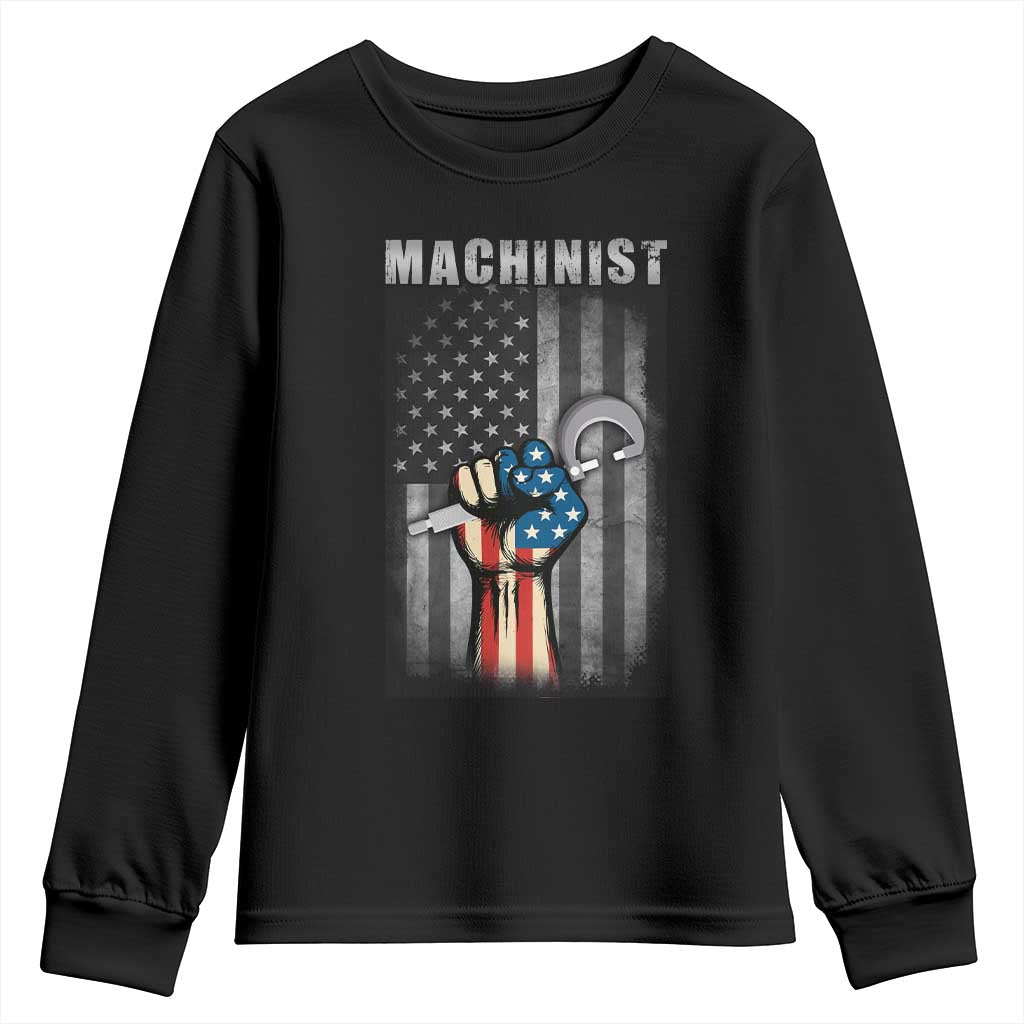 Machinist Patriotic US Flag Youth Sweatshirt TS14 Black Print Your Wear