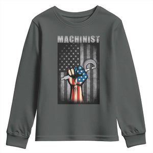 Machinist Patriotic US Flag Youth Sweatshirt TS14 Dark Heather Print Your Wear