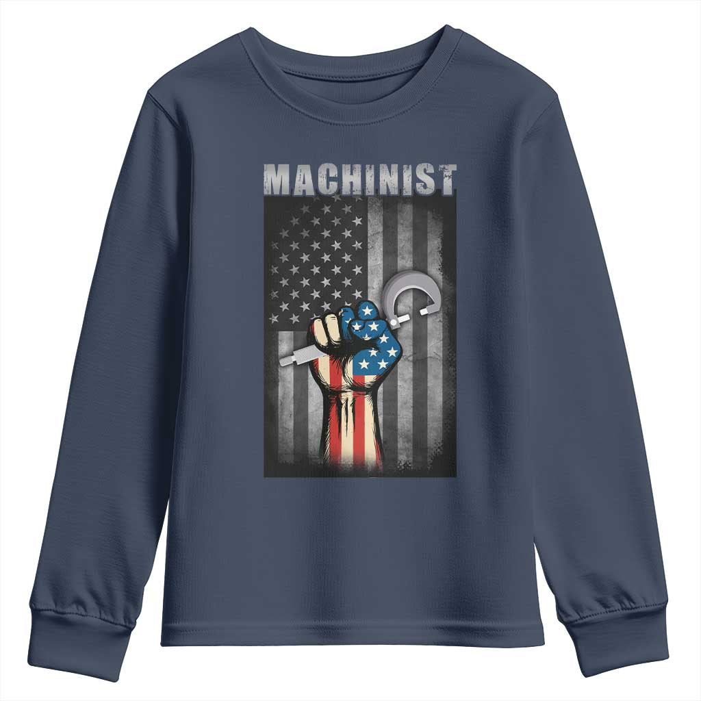 Machinist Patriotic US Flag Youth Sweatshirt TS14 Navy Print Your Wear