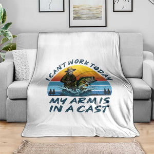 Funny Skeleton Camo Fishing Throw Blanket I Can Not Work Today My Arm Is In A Cast TS14 Print Your Wear