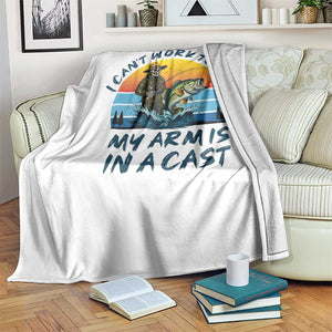 Funny Skeleton Camo Fishing Throw Blanket I Can Not Work Today My Arm Is In A Cast TS14 Print Your Wear