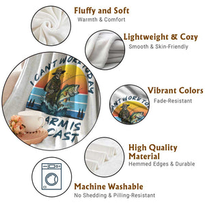 Funny Skeleton Camo Fishing Throw Blanket I Can Not Work Today My Arm Is In A Cast TS14 Print Your Wear