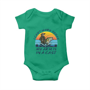 Funny Skeleton Camo Fishing Baby Onesie I Can Not Work Today My Arm Is In A Cast TS14 Irish Green Print Your Wear