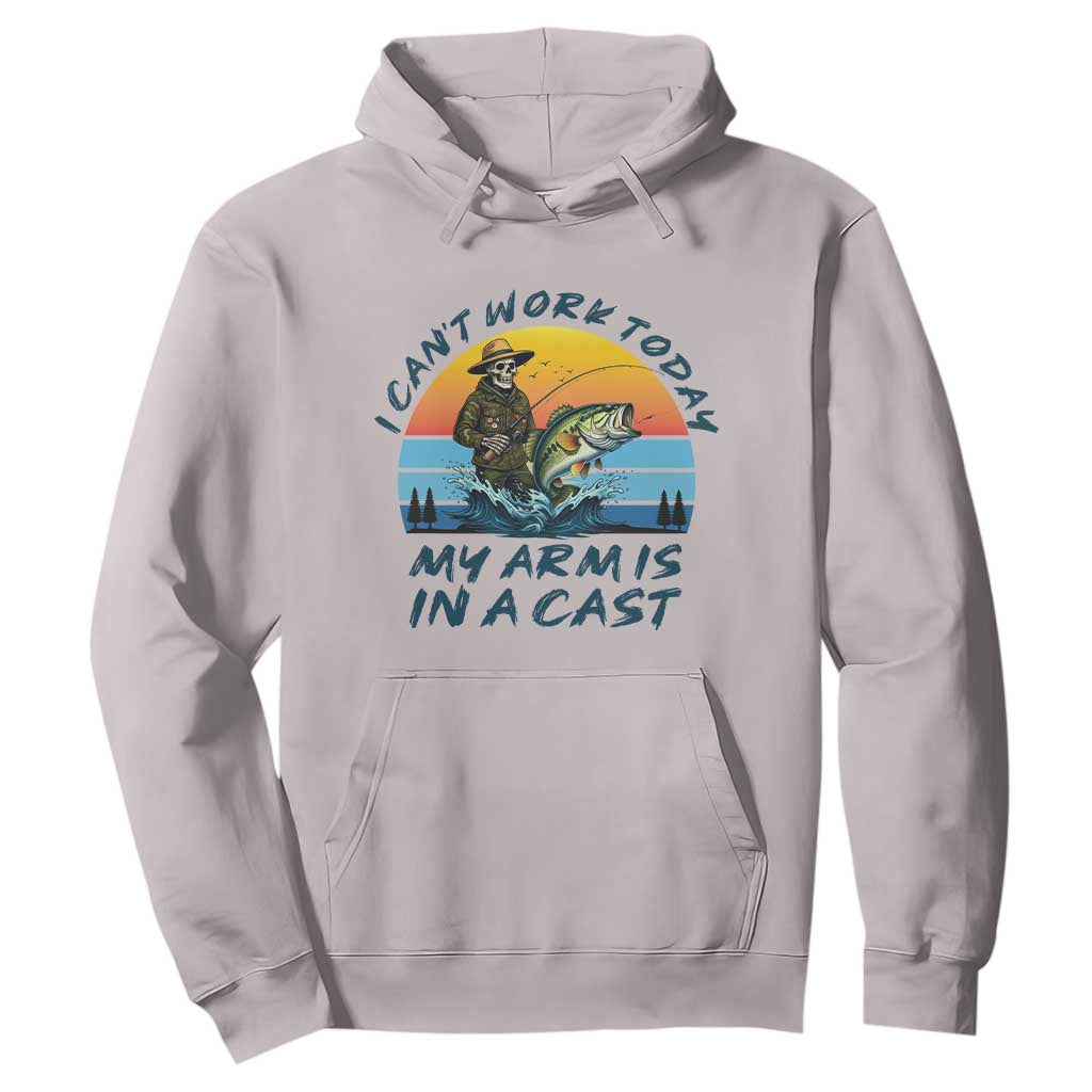 Funny Skeleton Camo Fishing Hoodie I Can Not Work Today My Arm Is In A Cast TS14 Ice Gray Print Your Wear