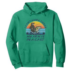 Funny Skeleton Camo Fishing Hoodie I Can Not Work Today My Arm Is In A Cast TS14 Irish Green Print Your Wear