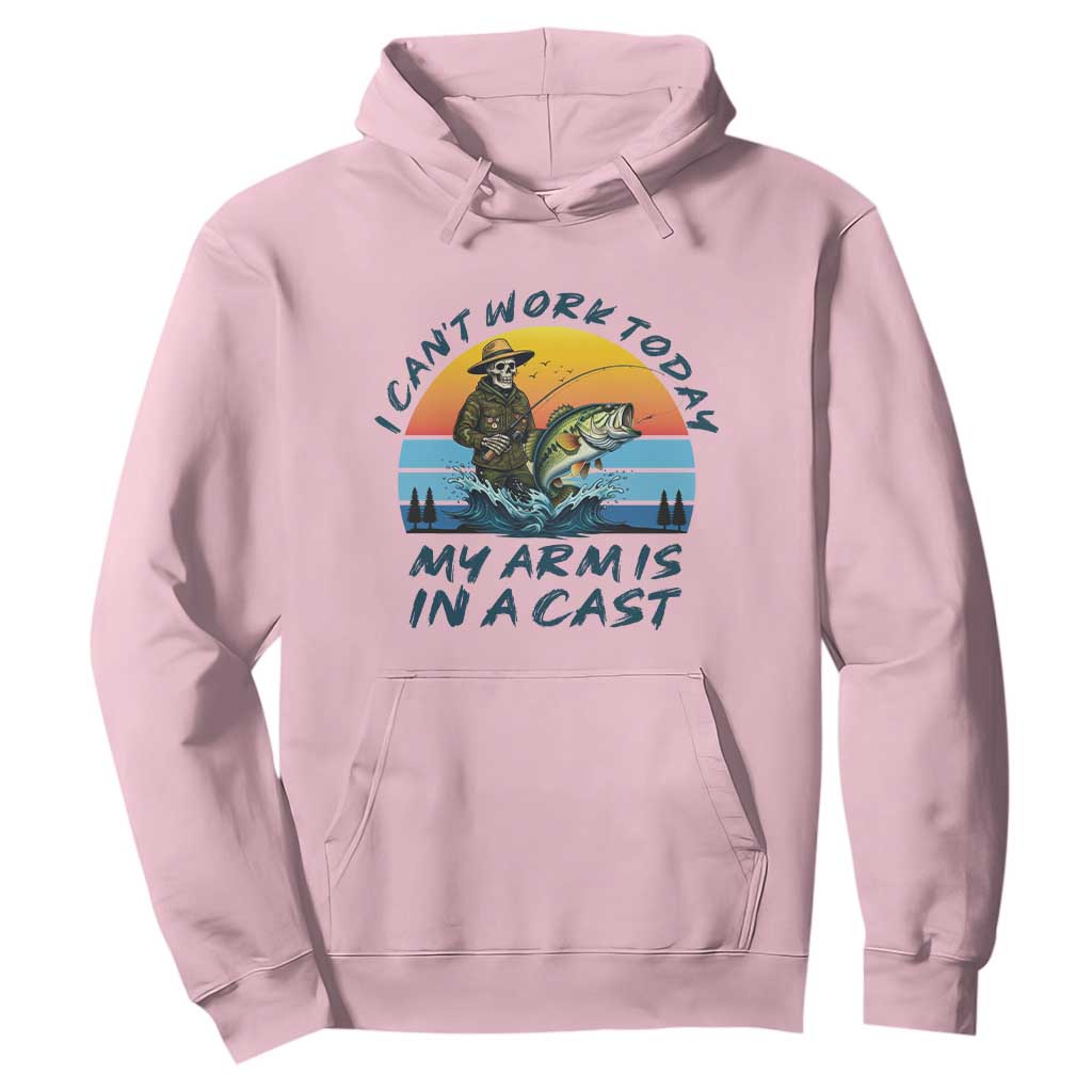 Funny Skeleton Camo Fishing Hoodie I Can Not Work Today My Arm Is In A Cast TS14 Light Pink Print Your Wear