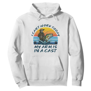 Funny Skeleton Camo Fishing Hoodie I Can Not Work Today My Arm Is In A Cast TS14 White Print Your Wear