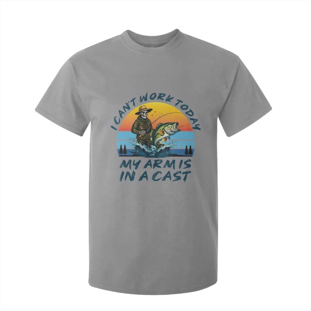 Funny Skeleton Camo Fishing T Shirt For Kid I Can Not Work Today My Arm Is In A Cast TS14 Sport Gray Print Your Wear