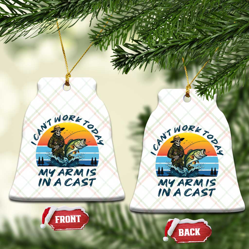 Funny Skeleton Camo Fishing Ceramic Ornament I Can Not Work Today My Arm Is In A Cast TS14 Print Your Wear