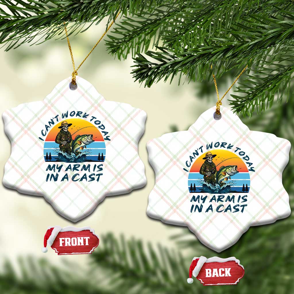 Funny Skeleton Camo Fishing Ceramic Ornament I Can Not Work Today My Arm Is In A Cast TS14 Print Your Wear