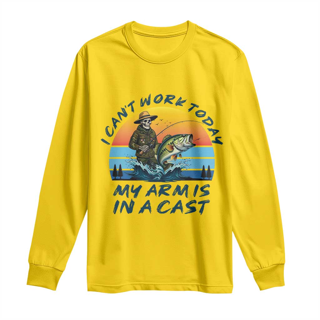 Funny Skeleton Camo Fishing Long Sleeve Shirt I Can Not Work Today My Arm Is In A Cast TS14 Daisy Print Your Wear