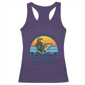 Funny Skeleton Camo Fishing Racerback Tank Top I Can Not Work Today My Arm Is In A Cast TS14 Purple Print Your Wear