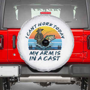 Funny Skeleton Camo Fishing Spare Tire Cover I Can Not Work Today My Arm Is In A Cast TS14 White Print Your Wear