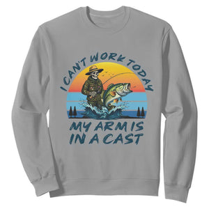 Funny Skeleton Camo Fishing Sweatshirt I Can Not Work Today My Arm Is In A Cast TS14 Sport Gray Print Your Wear