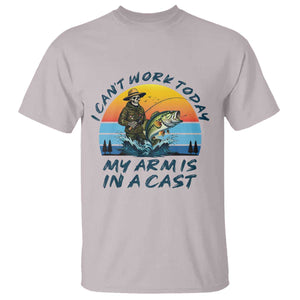 Funny Skeleton Camo Fishing T Shirt I Can Not Work Today My Arm Is In A Cast TS14 Ice Gray Print Your Wear