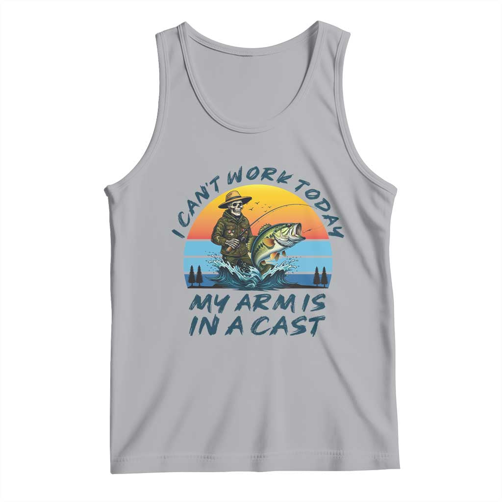 Funny Skeleton Camo Fishing Tank Top I Can Not Work Today My Arm Is In A Cast TS14 Athletic Heather Print Your Wear