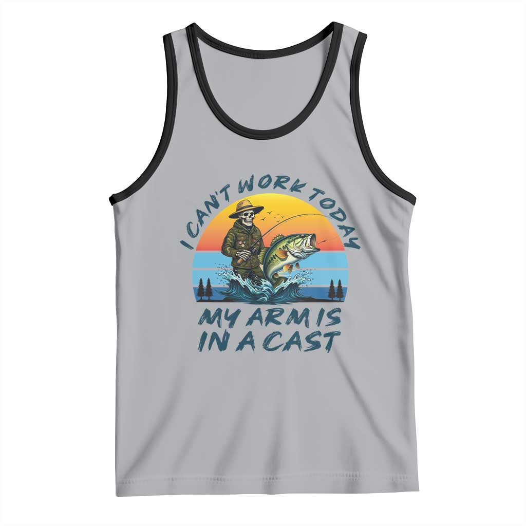 Funny Skeleton Camo Fishing Tank Top I Can Not Work Today My Arm Is In A Cast TS14 Athletic Heather Black Print Your Wear