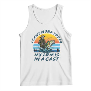 Funny Skeleton Camo Fishing Tank Top I Can Not Work Today My Arm Is In A Cast TS14 White Print Your Wear