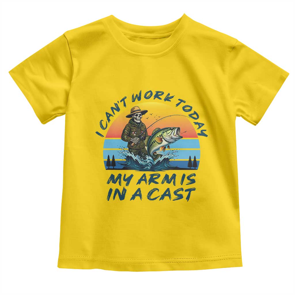 Funny Skeleton Camo Fishing Toddler T Shirt I Can Not Work Today My Arm Is In A Cast TS14 Daisy Print Your Wear