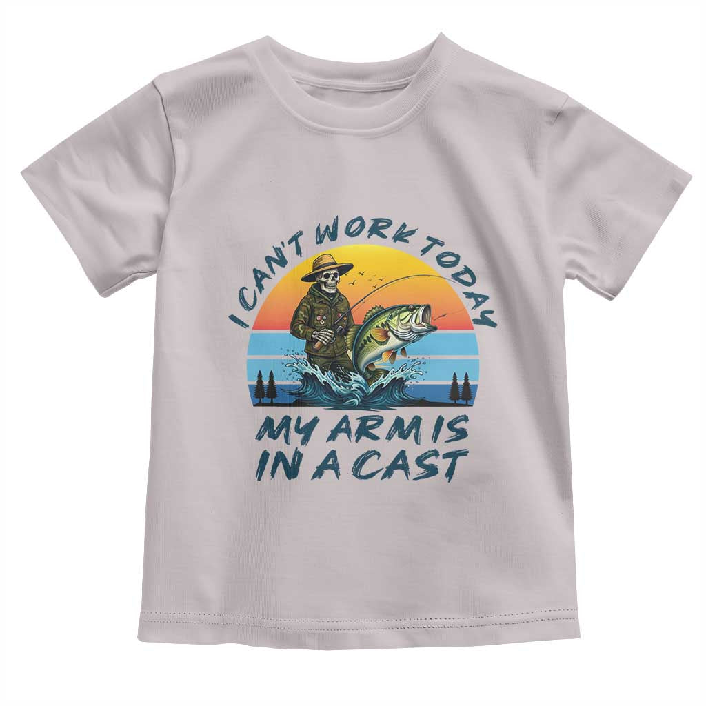 Funny Skeleton Camo Fishing Toddler T Shirt I Can Not Work Today My Arm Is In A Cast TS14 Ice Gray Print Your Wear