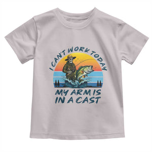 Funny Skeleton Camo Fishing Toddler T Shirt I Can Not Work Today My Arm Is In A Cast TS14 Ice Gray Print Your Wear