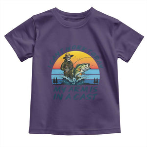 Funny Skeleton Camo Fishing Toddler T Shirt I Can Not Work Today My Arm Is In A Cast TS14 Purple Print Your Wear
