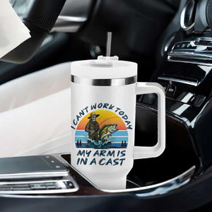 Funny Skeleton Camo Fishing Tumbler With Handle I Can Not Work Today My Arm Is In A Cast TS14 Print Your Wear