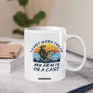 Funny Skeleton Camo Fishing Coffee Mug I Can Not Work Today My Arm Is In A Cast TS14 Print Your Wear